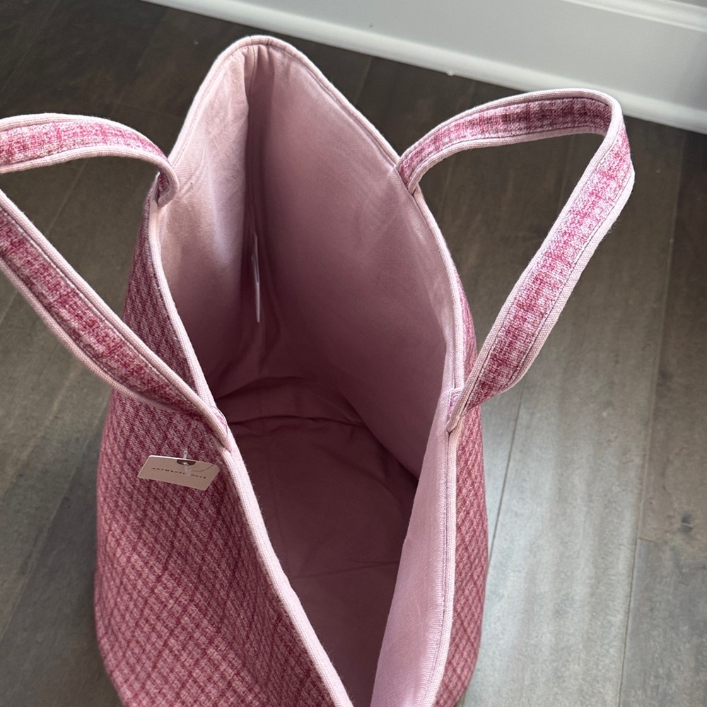 NWT Anthropologie Verity Pink Cotton Storage Basket Hamper 20” - Picture 4 of 5